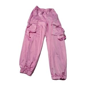 Forever‎ 21 Pink Cargo Jogger Pants Womens Medium Elastic Waist Utility...